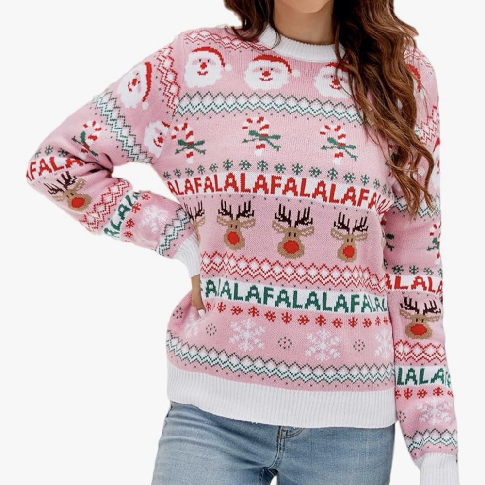 *SOLD* Festive Pink Christmas Sweater